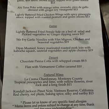 Vanessa's Bistro - Specials menu - Vietnamese Near Me - Berkeley, California
