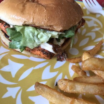 Not Just Fish & Chips - Blackened Salmon Sandwich and Fries - Fish & Chips Near Me - Seattle, Washington