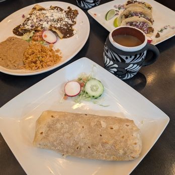 Tres Amigos - Mole cheese enchiladas, bean and cheese burrito, and street tacos - Food Trucks Near Me - Flagstaff, Arizona Tres Amigos - Mole cheese enchiladas, bean and cheese burrito, and street tacos - Food Trucks Near Me - Flagstaff, Arizona