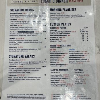 Vessel Kitchen - Menu 5/30/26 - Comfort Food Near Me - Salt Lake City, Utah