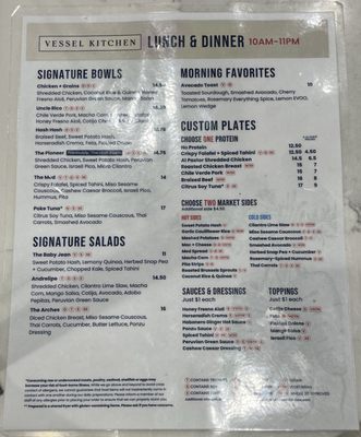 Menu photo 1 Vessel Kitchen Salt Lake City, UT