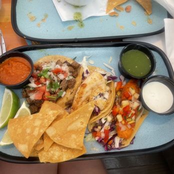 Shore Rider - Pick 3 taco plate: cod, salmon, pork - American Near Me - La Jolla, California Shore Rider - Pick 3 taco plate: cod, salmon, pork - American Near Me - La Jolla, California