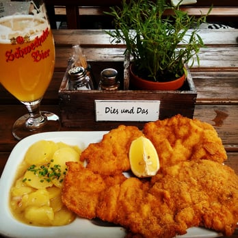 Heidinger Gasthaus - Wiener schnitzel, Potato Salad & unfiltered beer. Can life get any better?  Heidinger's Gasthaus Restaurant. Vienna, Austria. - Austrian Near Me - Vienna, 9