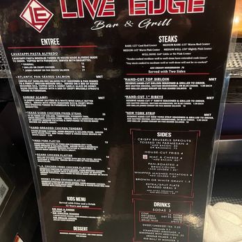 Live Edge Bar And Grill - food menu - Bars Near Me - Mountain Home, Arkansas