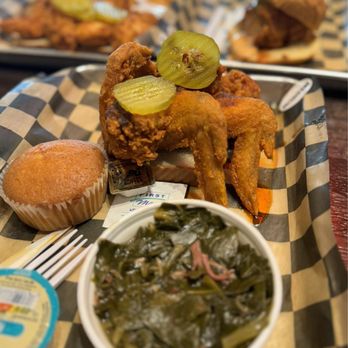 Prince’s Hot Chicken - 3 Whole Wings Hot W/ Get it Girl Greens - Southern Near Me - Antioch, Tennessee