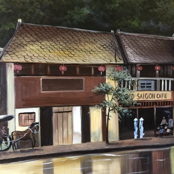 Old Saigon Cafe - The custom made mural at the Old Saigon Cafe in Houston is quite charming! - Vietnamese Near Me - Houston, Texas