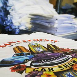 Artwistic Creations - 2017 San Clemente Downtown Business Assoc Car Show Shirts; Artwork by MegN; Screen Printing by Artwistic Creations