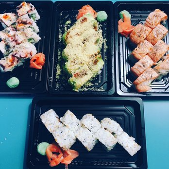 Red Ginger - Tako, Sweet Potato tempura, Seared  salmon, and Spicy tuna rolls - Asian Fusion Near Me - Traverse City, Michigan
