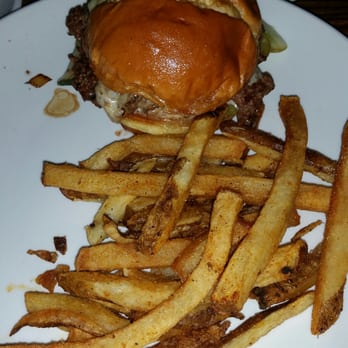 Olive + Oak - O & Burger w/ fries - Wine Bars Near Me - Saint Louis, Missouri