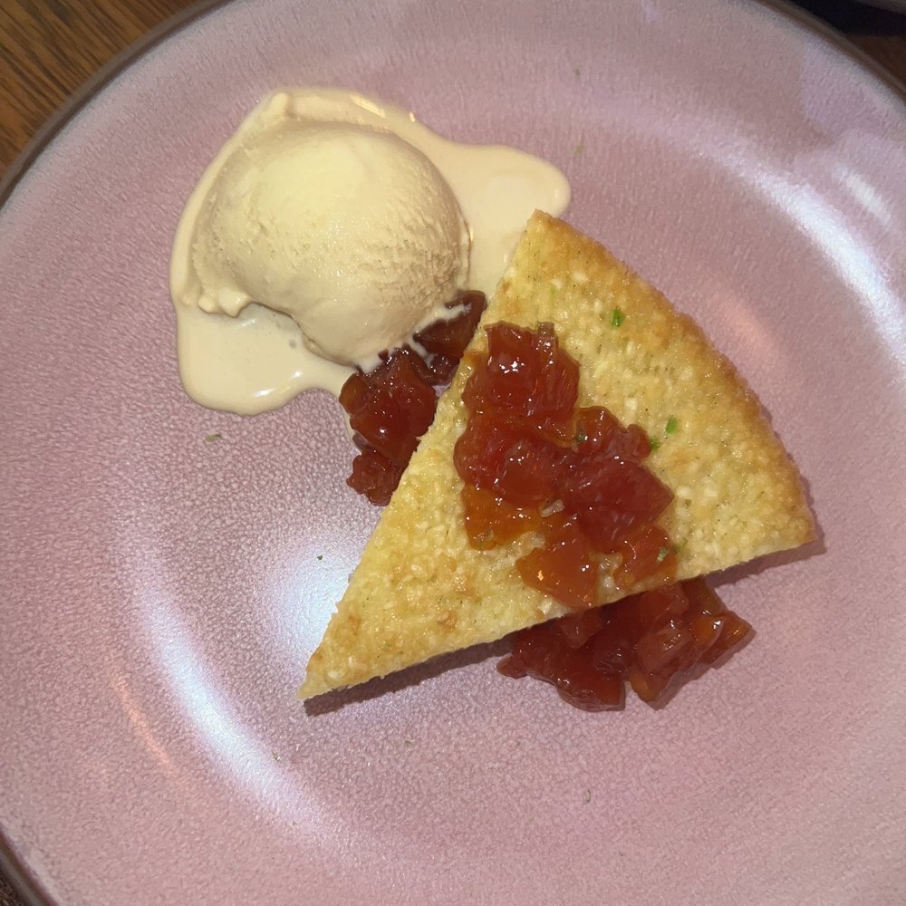 Ginger ice cream and yuca cake
