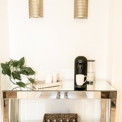 Complimentary refreshment station for clients visiting Indie Lash Studio in Santa Rosa, California.