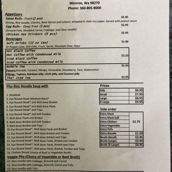 Pho Thanh Na - Menu - Bubble Tea Near Me - Monroe, Washington