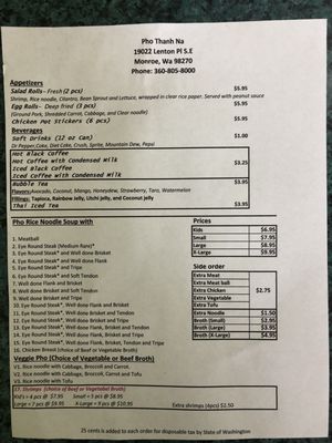 Menu photo 3 Pho Thanh Na Monroe, WA