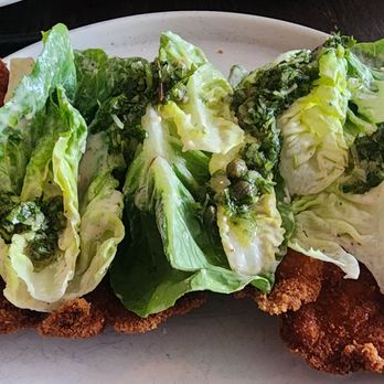 Fiorella -Clement - Chicken diavola, leg and wing, flatly fried thinly, no fried potato, but fresh romaine lettuce was good - Italian Near Me - San Francisco, California Fiorella -Clement - Chicken diavola, leg and wing, flatly fried thinly, no fried potato, but fresh romaine lettuce was good - Italian Near Me - San Francisco, California