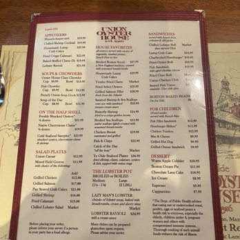 Union Oyster House - Menu - Seafood Near Me - Boston, Massachusetts Union Oyster House - Menu - Seafood Near Me - Boston, Massachusetts