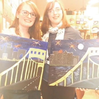 Kiln N Time - Me & Emily with our finished paintings. - Arts & Crafts Near Me - Pittsburgh, Pennsylvania