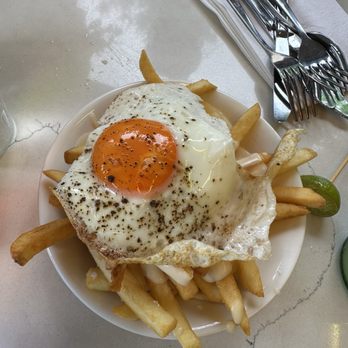 Better Luck Tomorrow - Fries with parmesean fondue and egg - Bars Near Me - Houston, Texas