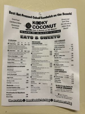Menu photo 6 Kooky Coconut Indian Rocks Beach, FL