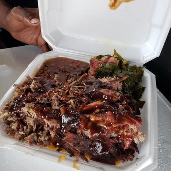 Hot Rod Smoke BBQ - Combo meal featuring pulled pork, ribs, baked beans and greens. Soooo good!! - Food Trucks Near Me - Gibsonton, Florida Hot Rod Smoke BBQ - Combo meal featuring pulled pork, ribs, baked beans and greens. Soooo good!! - Food Trucks Near Me - Gibsonton, Florida