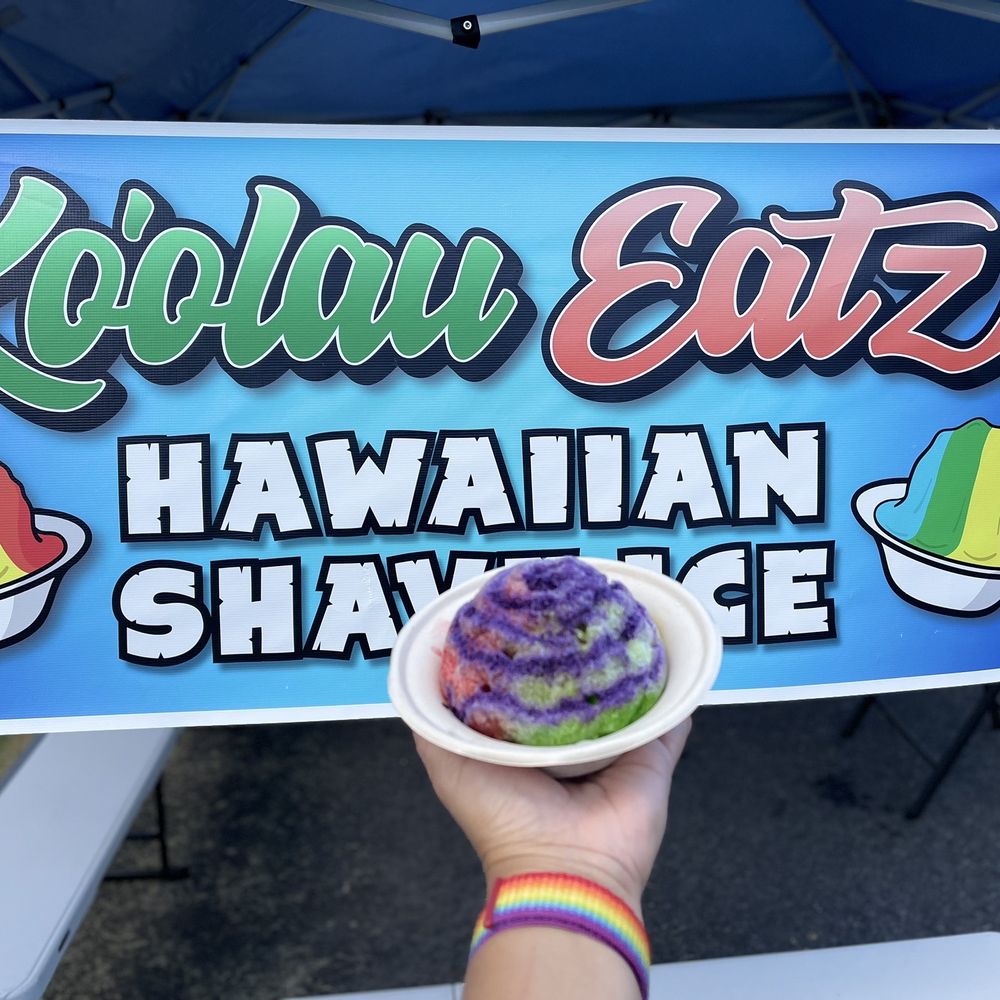 Koolau Eatz - Shaved ice  Flavors: Melona and Tigers Blood with Ube Cream  Definitely a MUST TRY!!! - Shaved Ice Near Me - Waimanalo Beach, Hawaii