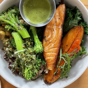 Basic Kitchen - Basic bowl/ Salmon this was delicious - New American Near Me - Charleston, South Carolina Basic Kitchen - Basic bowl/ Salmon this was delicious - New American Near Me - Charleston, South Carolina