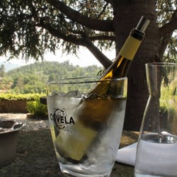 Quinta de Covela - Tasting Vinho Verde. This one's the Edição Nacional Avesso. Crisp. Fresh. Not too bad for a warm summer day...