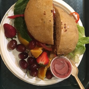 Simple Simon's Bakery & Bistro - Chicken Apple Sausage sandwich with a side of fruit - Bakeries Near Me - Riverside, California Simple Simon's Bakery & Bistro - Chicken Apple Sausage sandwich with a side of fruit - Bakeries Near Me - Riverside, California