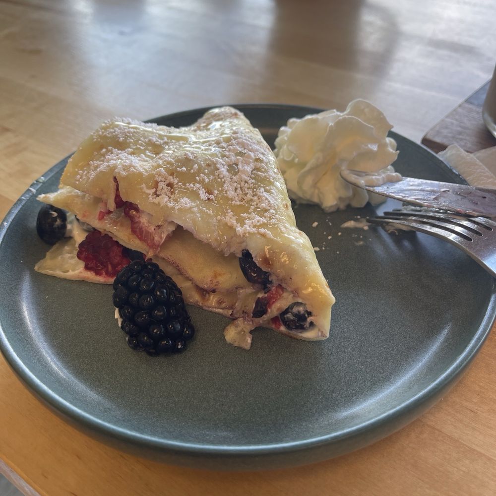 Cafe Flore - Triple Berry Crepe cut in half - Breakfast & Brunch Near Me - Fort Myers, Florida
