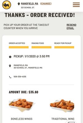 Menu photo 1 Buffalo Wild Wings Mansfield, MA