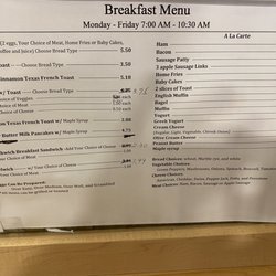 Pavillon Grill - Breakfast menu