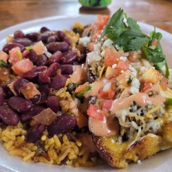 The Taco Shack - Pork Canaos with Spanish Rice and RedBeans