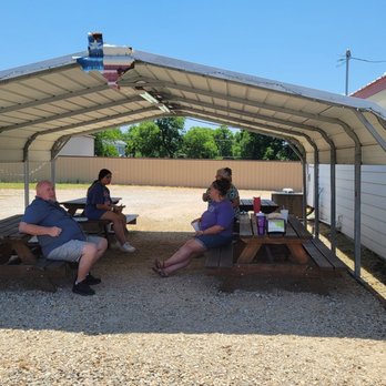 DeeZ - Covered seating outside even special picnic tables for little ones. - Burgers Near Me - Cooper, Texas