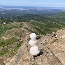 Flattop Mountain Shuttle - Olaf on Flattop in June before he melted.