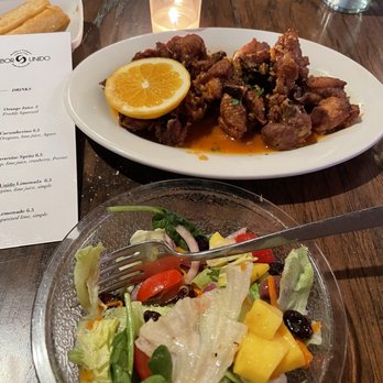 Sabor Unido - Brazilian fried chicken (citrus and garlic flavors stand out, crispy skin/not fatty, yet still juicy) and Side salad - Portuguese Near Me - Newark, New Jersey Sabor Unido - Brazilian fried chicken (citrus and garlic flavors stand out, crispy skin/not fatty, yet still juicy) and Side salad - Portuguese Near Me - Newark, New Jersey