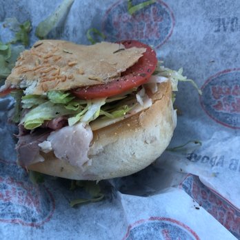 Jersey Mike's Subs - They do not know how to cut the bread correctly .... and sandwich has no mayo and bacon after I asked for It - Sandwiches Near Me - Santee, California Jersey Mike's Subs - They do not know how to cut the bread correctly .... and sandwich has no mayo and bacon after I asked for It - Sandwiches Near Me - Santee, California