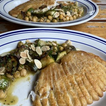 The Good King Tavern - Skatewing Amandine with summer squash, garbanzo beans, almonds and capers. - Cocktail Bars Near Me - Philadelphia, Pennsylvania The Good King Tavern - Skatewing Amandine with summer squash, garbanzo beans, almonds and capers. - Cocktail Bars Near Me - Philadelphia, Pennsylvania
