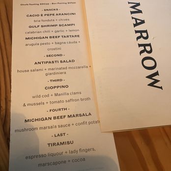Marrow - Chefs menu - New American Near Me - Detroit, Michigan