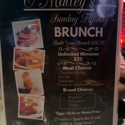 O'Malley's Sports Bar and Venue - Brunch menu that is served from 11 AM till 6 PM
