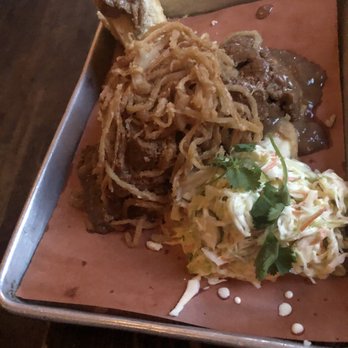 Jacob's Pickles - Homestyle meatloaf w coleslaw & mashed potatoes & onions on top - Comfort Food Near Me - New York, New York Jacob's Pickles - Homestyle meatloaf w coleslaw & mashed potatoes & onions on top - Comfort Food Near Me - New York, New York