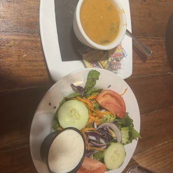 Lazy Days Restaurant - seafood bisque and salad - Seafood Near Me - Islamorada, Florida Lazy Days Restaurant - seafood bisque and salad - Seafood Near Me - Islamorada, Florida
