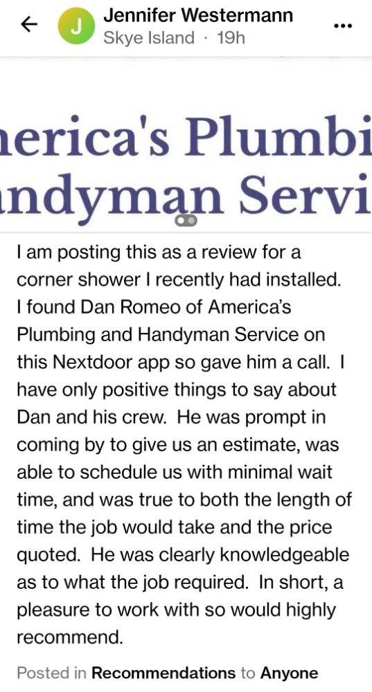 Slide of America's Plumbing & Handyman Services