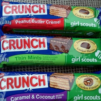 CVS Pharmacy - Nestle Crunch Girl Scout Candy Bars in Peanut Butter Creme, Thin Mints and Caramel and Coconut. - Drugstores Near Me - MISSION VIEJO, California CVS Pharmacy - Nestle Crunch Girl Scout Candy Bars in Peanut Butter Creme, Thin Mints and Caramel and Coconut. - Drugstores Near Me - MISSION VIEJO, California