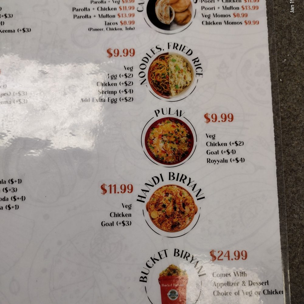 India Canteen - From the menu: Canteen Specials; Noodles, Fried Rice; Puloav; Handi Biryani, Bucket Biryani - Indian Near Me - Apex, North Carolina India Canteen - From the menu: Canteen Specials; Noodles, Fried Rice; Puloav; Handi Biryani, Bucket Biryani - Indian Near Me - Apex, North Carolina