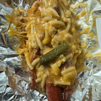 Mr Hot Dogs - Mac and Cheese Dog - Hot Dogs Near Me - Butte, Montana Mr Hot Dogs - Mac and Cheese Dog - Hot Dogs Near Me - Butte, Montana