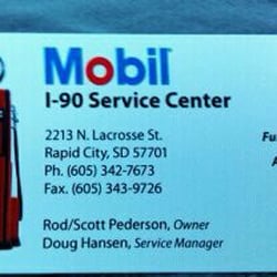 Mobil I-90 Service Station - Business card.
