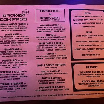 Broken Compass Tiki - 10/20/23 menu. - New American Near Me - Burbank, California