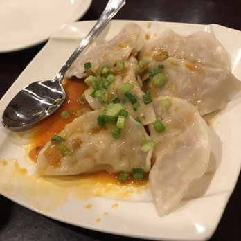 Shanghai Bun - Chicken dumplings in red sauce - comes with 8 but was too hungry to wait! - Shanghainese Near Me - West Windsor, New Jersey