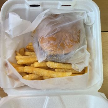 Captain Hook Wings And Shrimp - Plain Double Cheese Burger with fries - Seafood Near Me - LaPlace, Louisiana