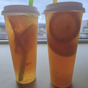 Tea Artist Seaside - Passion fruit jasmine tea with crystal boba and a mango jasmine tea with mango - Bubble Tea Near Me - Seaside, Oregon Tea Artist Seaside - Passion fruit jasmine tea with crystal boba and a mango jasmine tea with mango - Bubble Tea Near Me - Seaside, Oregon
