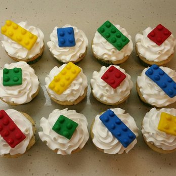Mas Cakes - a group of cupcakes with lego blocks on them - Custom Cakes Near Me